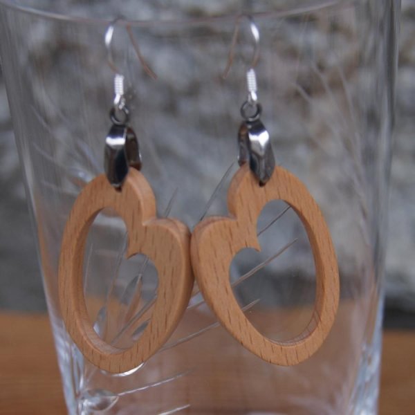 oval b&oslash;getr&aelig; &oslash;rering h&aring;ndlavet tr&aelig; smykke, geometrisk form