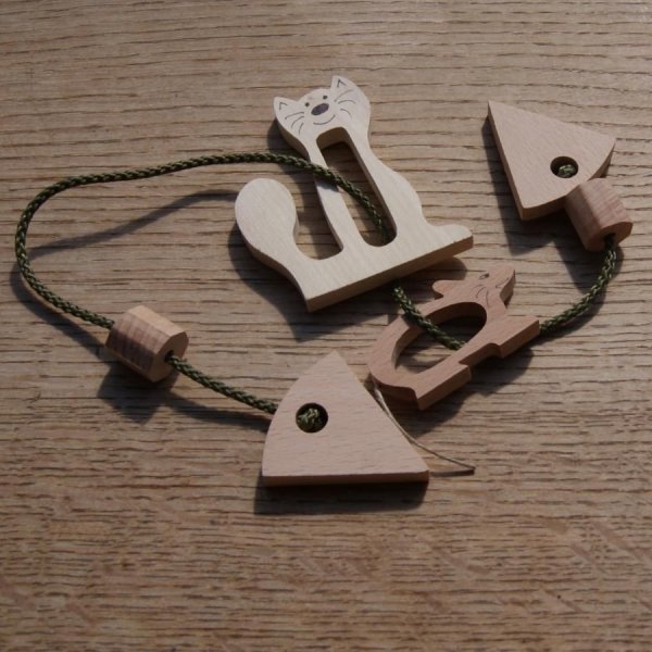 Puslespil med kat og mus Puslespil i tr&aelig; og snor