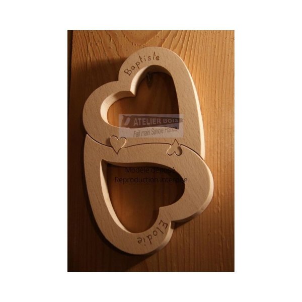 hjerter puslespil, tr&aelig; bryllup dekoration, valentines day, h&aring;ndlavet