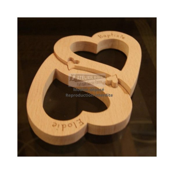 hjerter puslespil, tr&aelig; bryllup dekoration, valentines day, h&aring;ndlavet