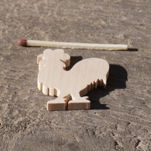 figurine hane 3mm til maling og lim, basse g&aring;rd, h&aring;ndlavet massivt tr&aelig; scrapbooking udsmykning