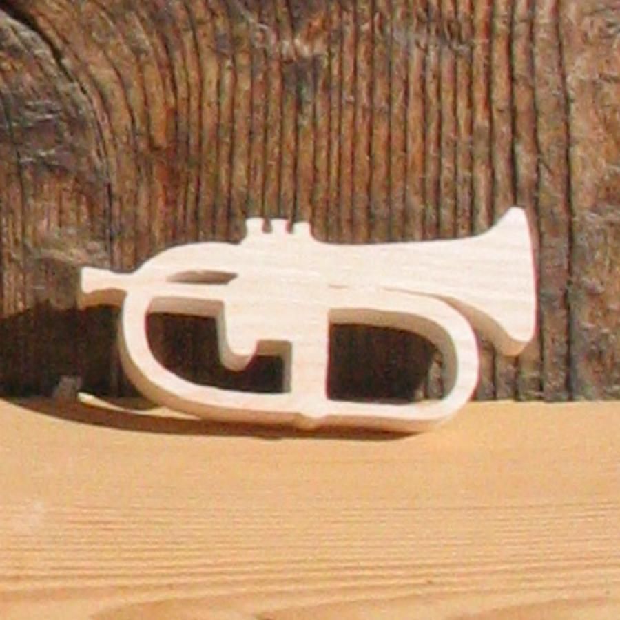 Miniature Bugle figur i massivt træ, håndlavet