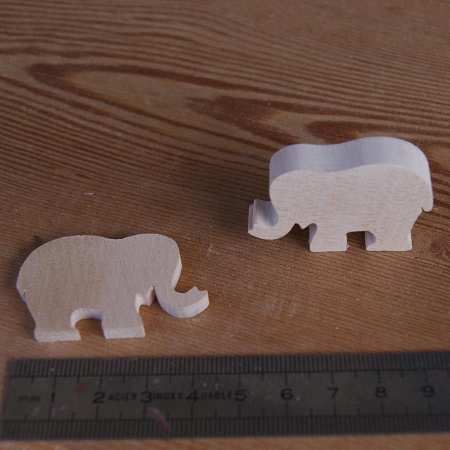 miniature elefant figur 3mm udsmykning til at male og lime massivt træ håndlavet