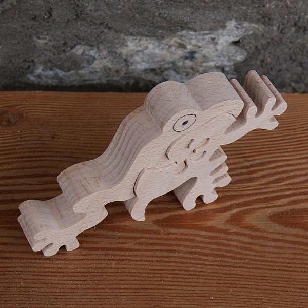 fr&oslash; puslespil 2 stykker massivt b&oslash;getr&aelig; h&aring;ndlavet, batrakisk