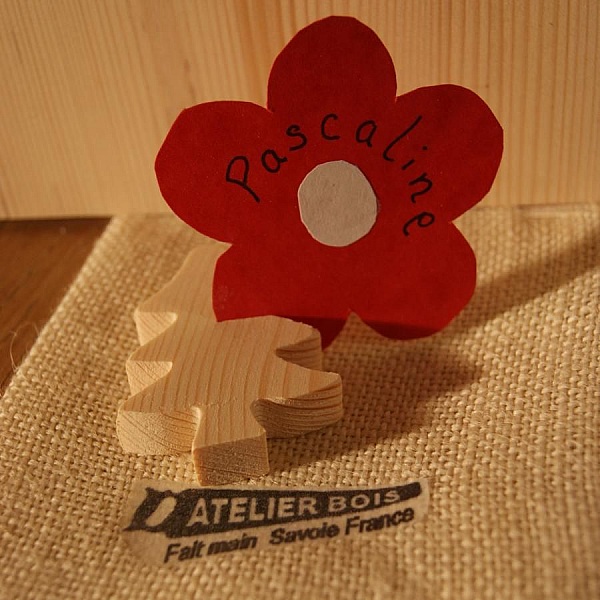 Bordkort til juletr&aelig; i massivt grantr&aelig;, genanvendeligt, til dekoration, pr. 10 stk., navneskilt til julebordet, naturtema, bjerg, h&aring;ndlavet tr&aelig;